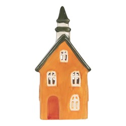 Clayre & Eef Porte-bougie Maison 11x7x21 cm Orange Céramique