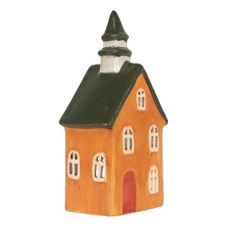Clayre & Eef Porte-bougie Maison 11x7x21 cm Orange Céramique