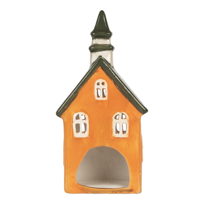 Clayre & Eef Porte-bougie Maison 11x7x21 cm Orange Céramique