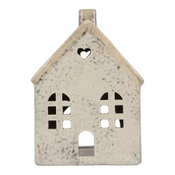 Clayre & Eef Waxinelichthouder Huis 11x8x16 cm Grijs Keramiek