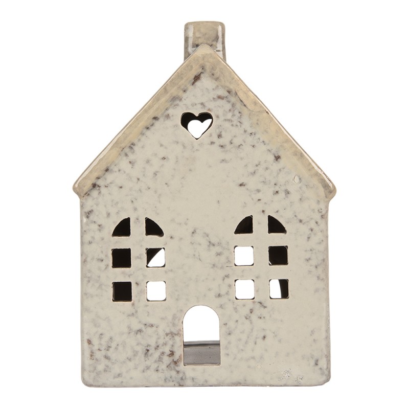 Clayre & Eef Waxinelichthouder Huis 11x8x16 cm Grijs Keramiek