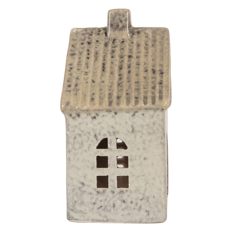 Clayre & Eef Waxinelichthouder Huis 11x8x16 cm Grijs Keramiek