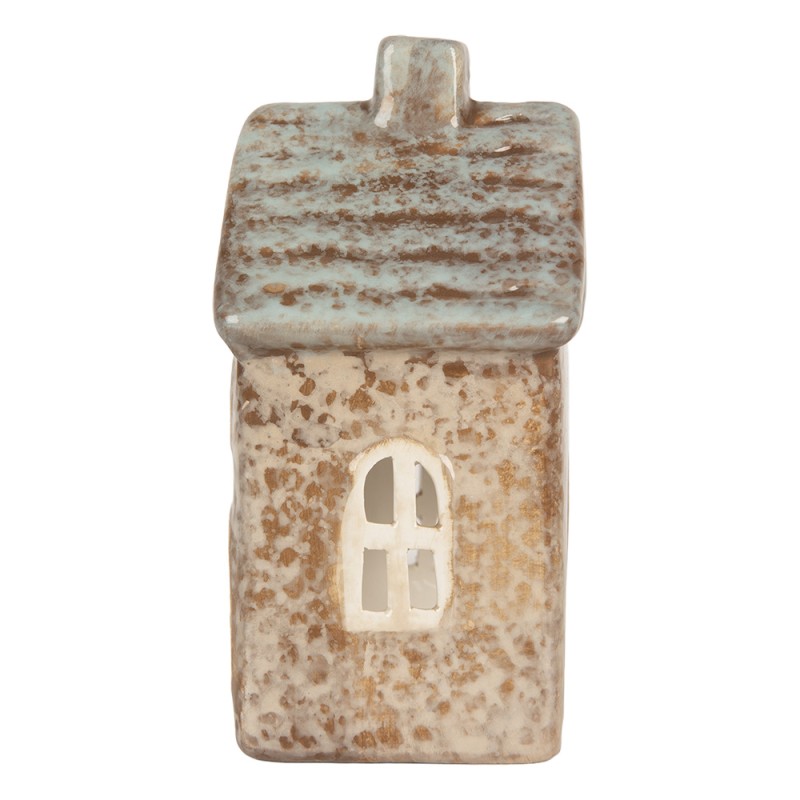 Clayre & Eef Portacandela Casa 9x6x13 cm Beige Ceramica