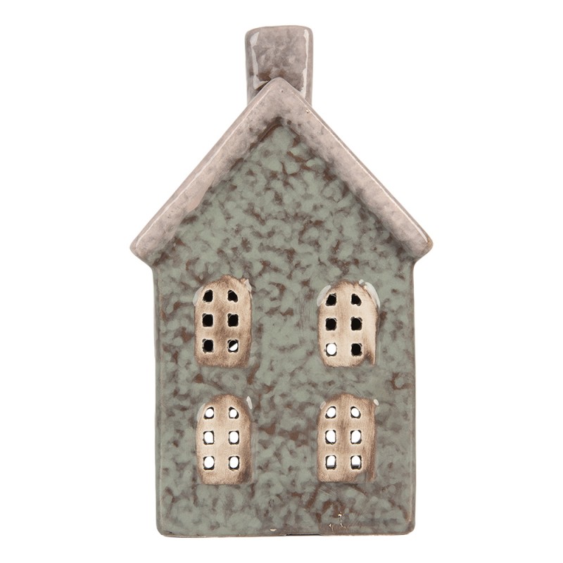 Clayre & Eef Porte-bougie Maison 8x7x14 cm Vert Céramique