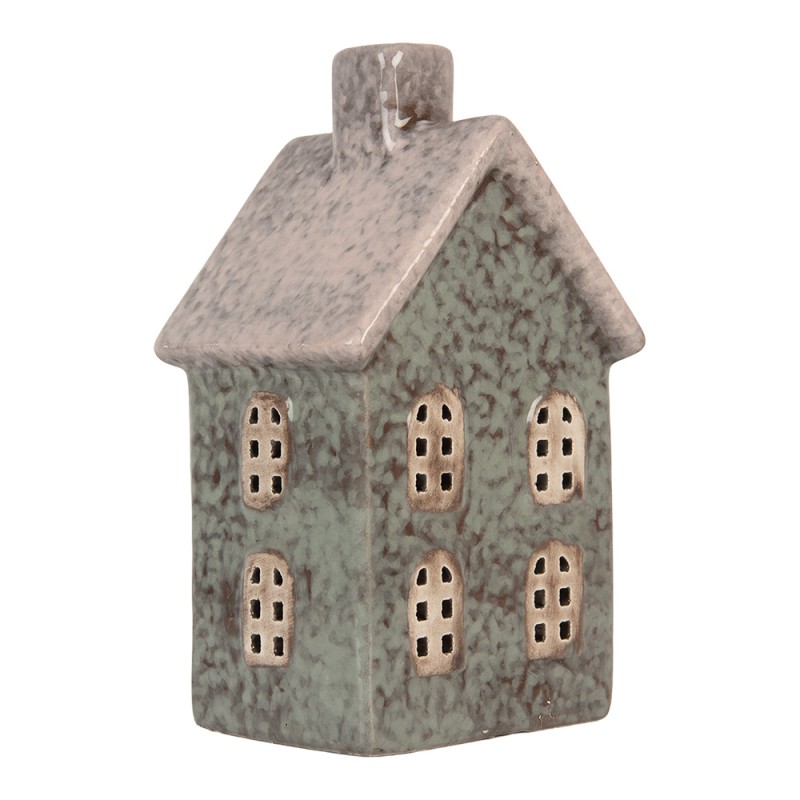 Clayre & Eef Porte-bougie Maison 8x7x14 cm Vert Céramique