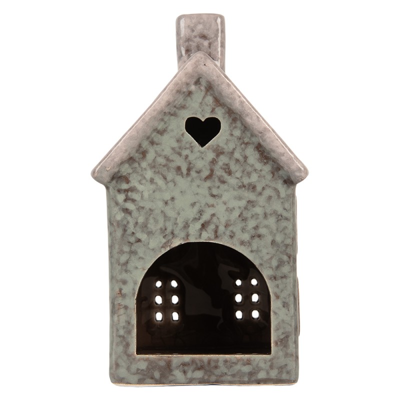 Clayre & Eef Porte-bougie Maison 8x7x14 cm Vert Céramique