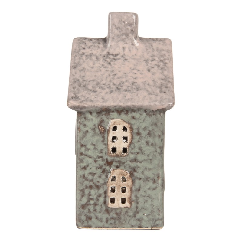 Clayre & Eef Porte-bougie Maison 8x7x14 cm Vert Céramique