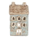 Clayre & Eef Tealight Holder House 9x7x16 cm Blue Ceramic