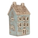 Clayre & Eef Tealight Holder House 9x7x16 cm Blue Ceramic
