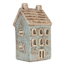 Clayre & Eef Tealight Holder House 9x7x16 cm Blue Ceramic