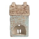 Clayre & Eef Tealight Holder House 9x7x16 cm Blue Ceramic