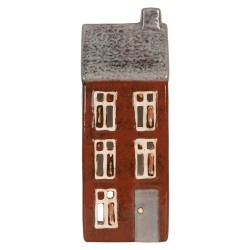 Clayre & Eef Waxinelichthouder Huis 10x8x26 cm Bruin Keramiek