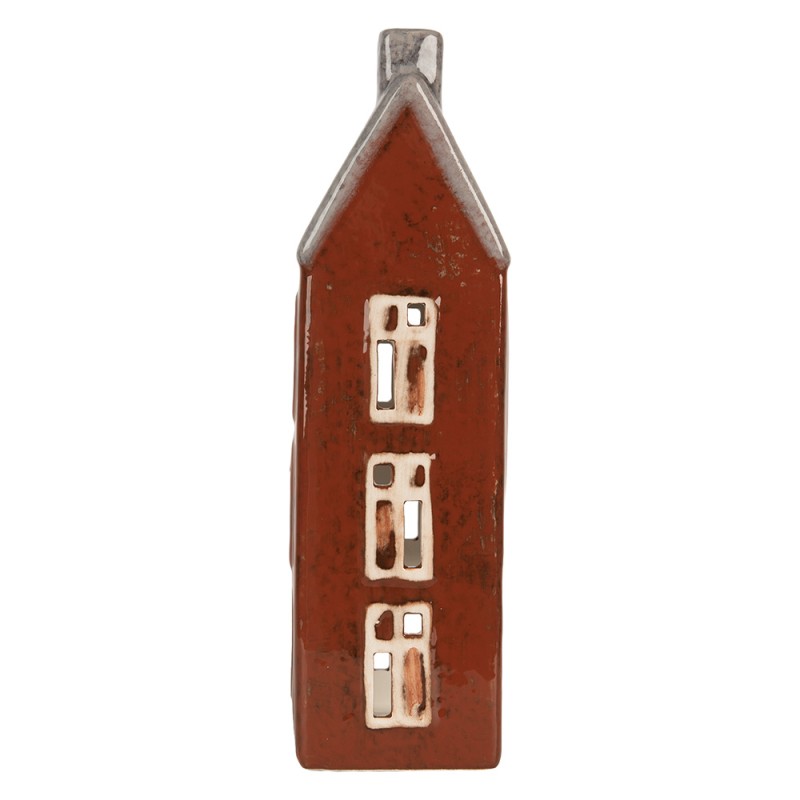 Clayre & Eef Waxinelichthouder Huis 10x8x26 cm Bruin Keramiek