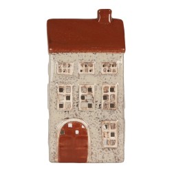 Clayre & Eef Portacandela Casa 13x9x25 cm Beige Ceramica