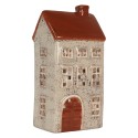 Clayre & Eef Portacandela Casa 13x9x25 cm Beige Ceramica