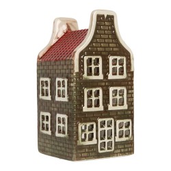 Clayre & Eef Portacandela Casa 8x8x15 cm Verde Ceramica