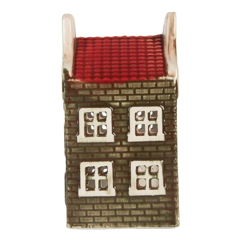 Clayre & Eef Portacandela Casa 8x8x15 cm Verde Ceramica