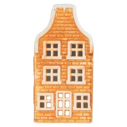 Clayre & Eef Teelichthalter Haus 10x10x19 cm Orange Keramik