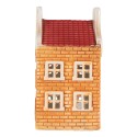 Clayre & Eef Teelichthalter Haus 10x10x19 cm Orange Keramik