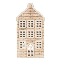 Clayre & Eef Tealight Holder House 10x10x19 cm Beige Ceramic