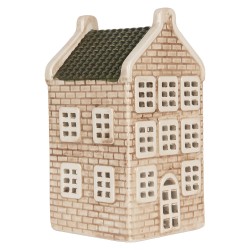 Clayre & Eef Tealight Holder House 10x10x19 cm Beige Ceramic