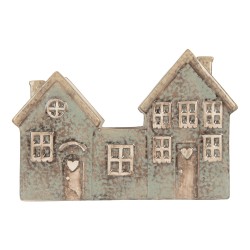 Clayre & Eef Teelichthalter Haus 22x9x15 cm Grün Keramik