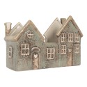 Clayre & Eef Teelichthalter Haus 22x9x15 cm Grün Keramik