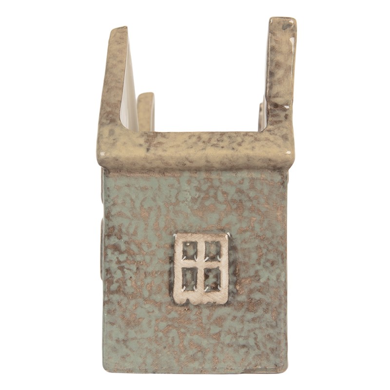 Clayre & Eef Teelichthalter Haus 22x9x15 cm Grün Keramik