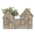 Clayre & Eef Teelichthalter Haus 22x9x15 cm Grün Keramik