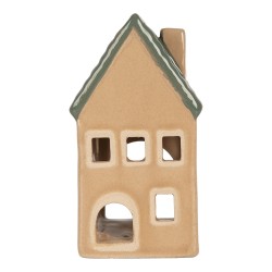 Clayre & Eef Portacandela Casa 6x6x11 cm Beige Ceramica