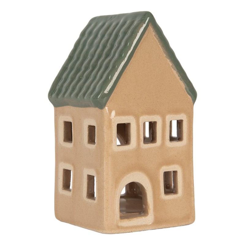 Clayre & Eef Portacandela Casa 6x6x11 cm Beige Ceramica