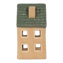 Clayre & Eef Portacandela Casa 6x6x11 cm Beige Ceramica