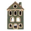 Clayre & Eef Waxinelichthouder Huis 9x8x15 cm Groen Keramiek