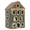 Clayre & Eef Waxinelichthouder Huis 9x8x15 cm Groen Keramiek