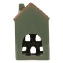 Clayre & Eef Waxinelichthouder Huis 9x8x15 cm Groen Keramiek