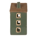 Clayre & Eef Waxinelichthouder Huis 9x8x15 cm Groen Keramiek