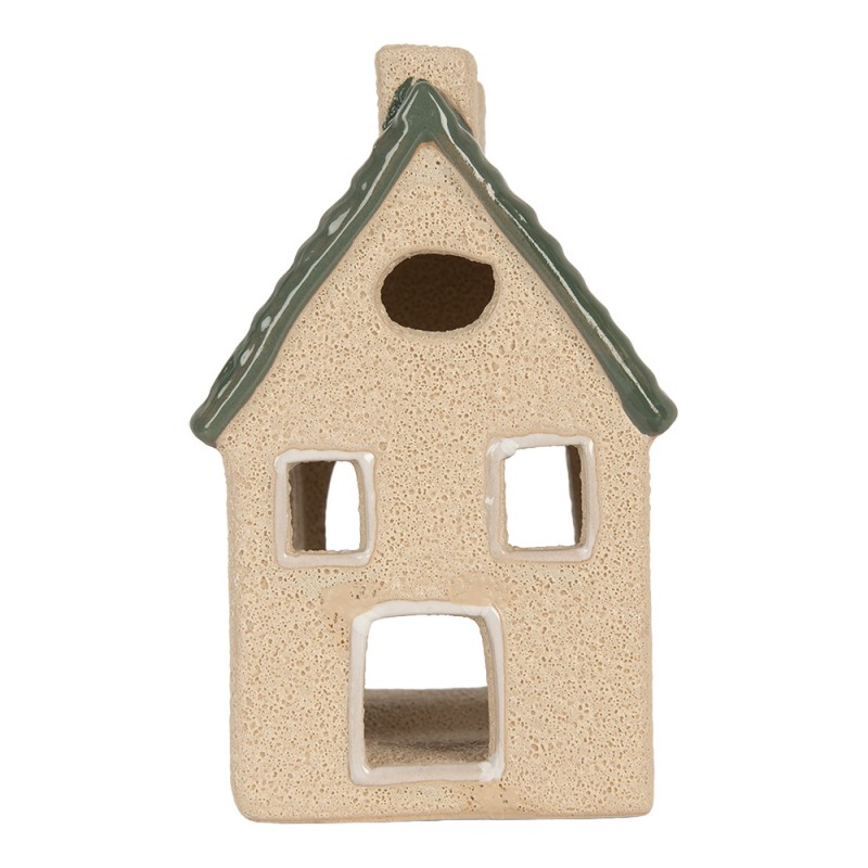 Clayre & Eef Tealight Holder House 11x8x13 cm Beige Ceramic