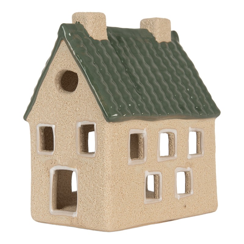 Clayre & Eef Tealight Holder House 11x8x13 cm Beige Ceramic