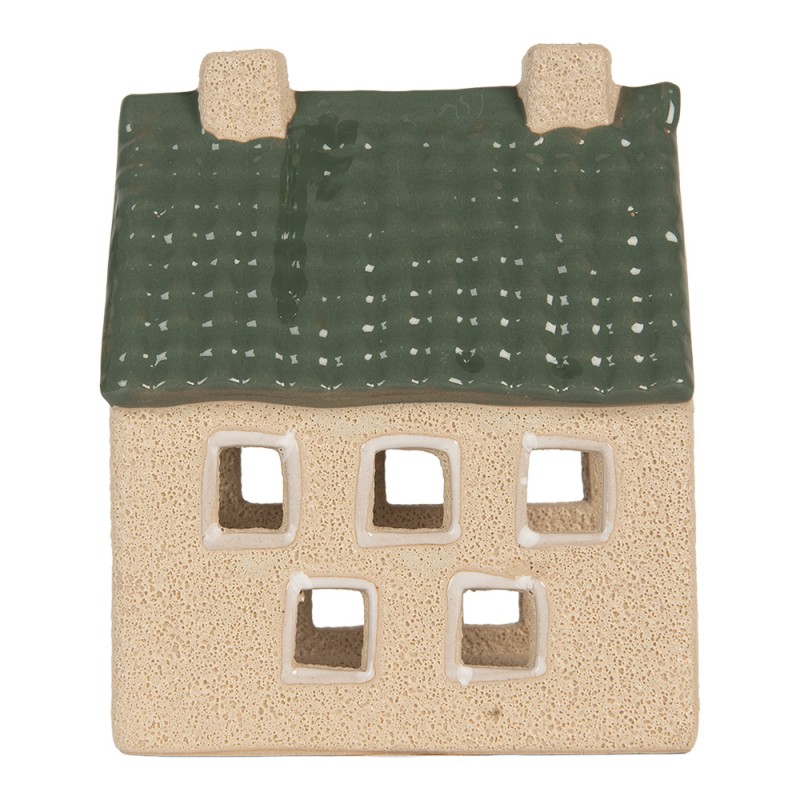 Clayre & Eef Tealight Holder House 11x8x13 cm Beige Ceramic