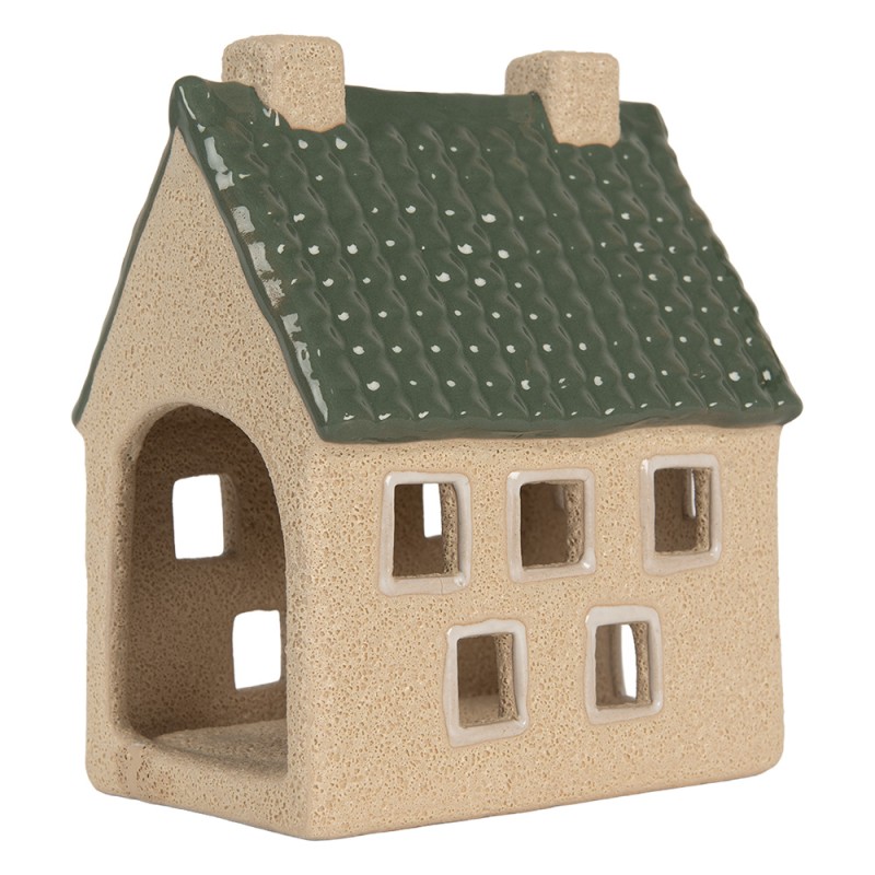 Clayre & Eef Tealight Holder House 11x8x13 cm Beige Ceramic
