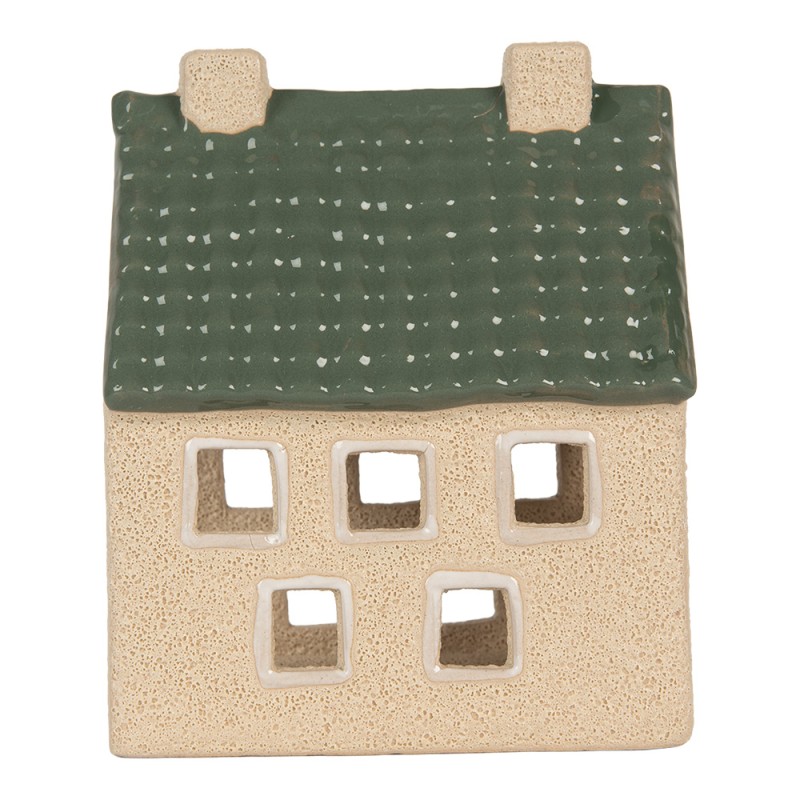 Clayre & Eef Tealight Holder House 11x8x13 cm Beige Ceramic