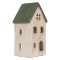 Clayre & Eef Waxinelichthouder Huis 9x8x18 cm Beige Keramiek