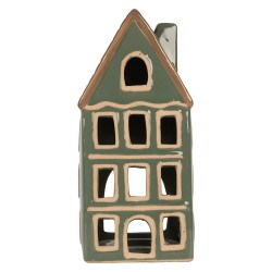 Clayre & Eef Waxinelichthouder Huis 9x8x19 cm Groen Keramiek