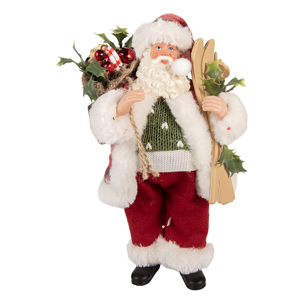 Clayre&Eef Kerstdecoratie Beeld Kerstman 16x13x27 cm Rood Kunststof afbeelding
