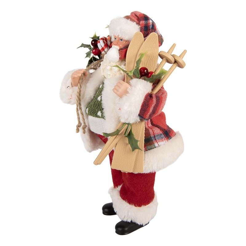 Clayre & Eef Statuetta decorativa di Natale Babbo Natale 18x11x28 cm Rosso Plastica