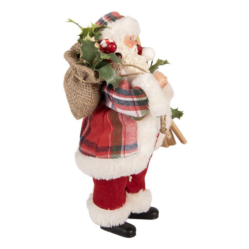 Clayre & Eef Statuetta decorativa di Natale Babbo Natale 18x11x28 cm Rosso Plastica