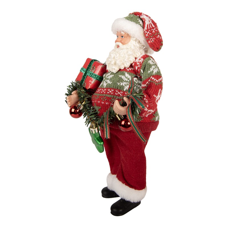 Clayre & Eef Statuetta decorativa di Natale Babbo Natale 18x11x28 cm Rosso Plastica