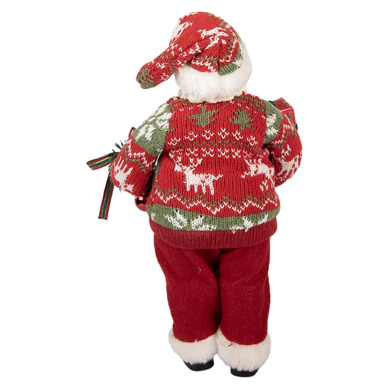Clayre & Eef Statuetta decorativa di Natale Babbo Natale 18x11x28 cm Rosso Plastica