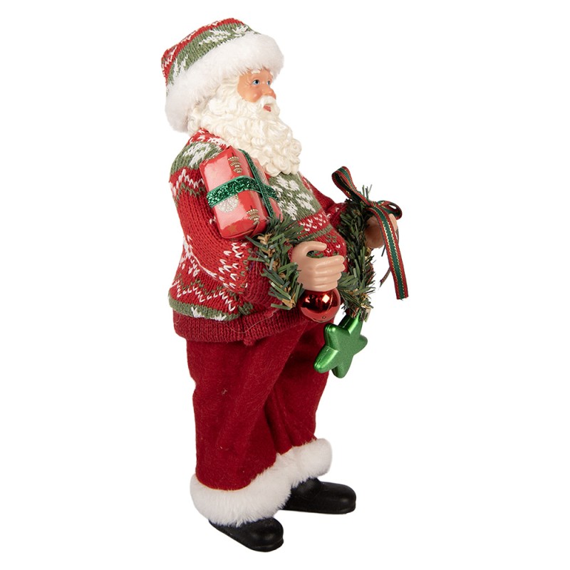 Clayre & Eef Statuetta decorativa di Natale Babbo Natale 18x11x28 cm Rosso Plastica