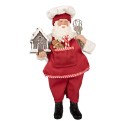 Clayre & Eef Statuetta decorativa di Natale Babbo Natale 16x9x26 cm Rosso Plastica